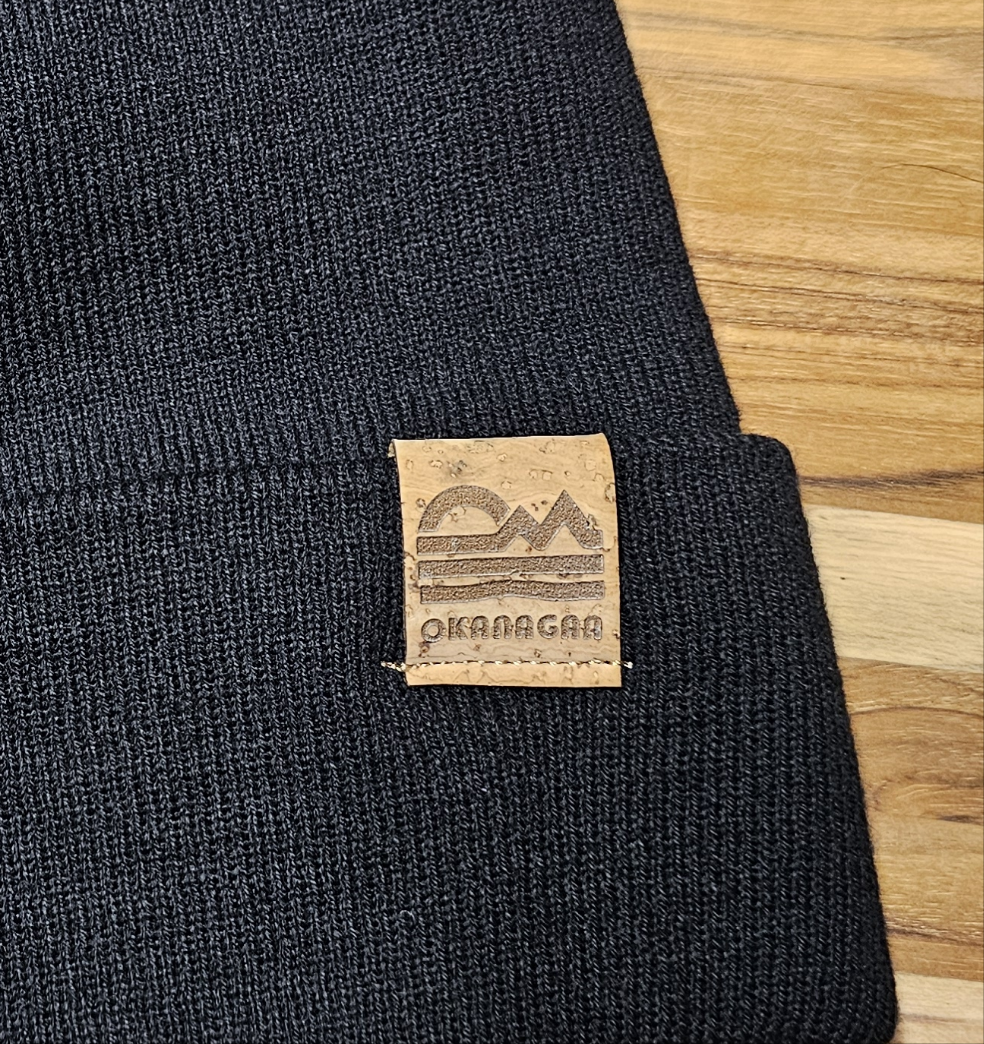 Okanagan Retro Fold Over Cork Patch Toque - Black