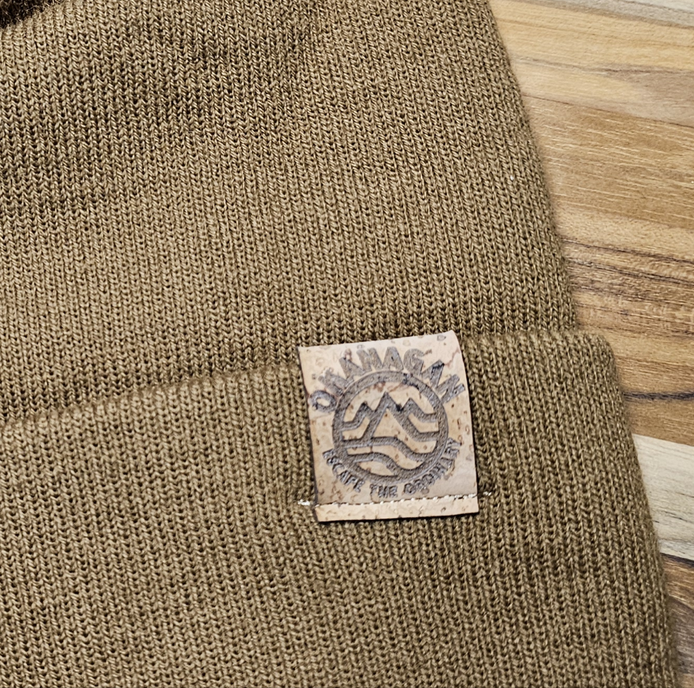 Okanagan Wave Fold Over Cork Patch Toque - Camel