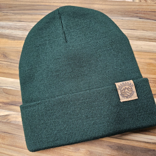 Okanagan Wave Fold Over Cork Patch Toque - Green