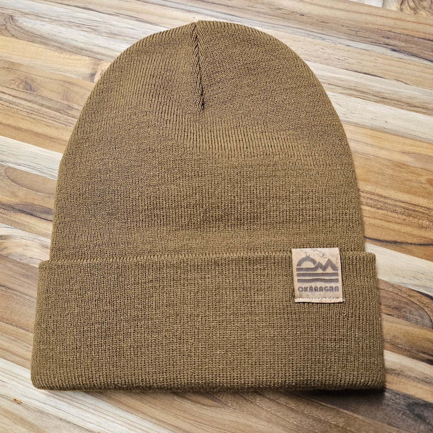 Okanagan Retro Fold Over Cork Patch Toque - Camel