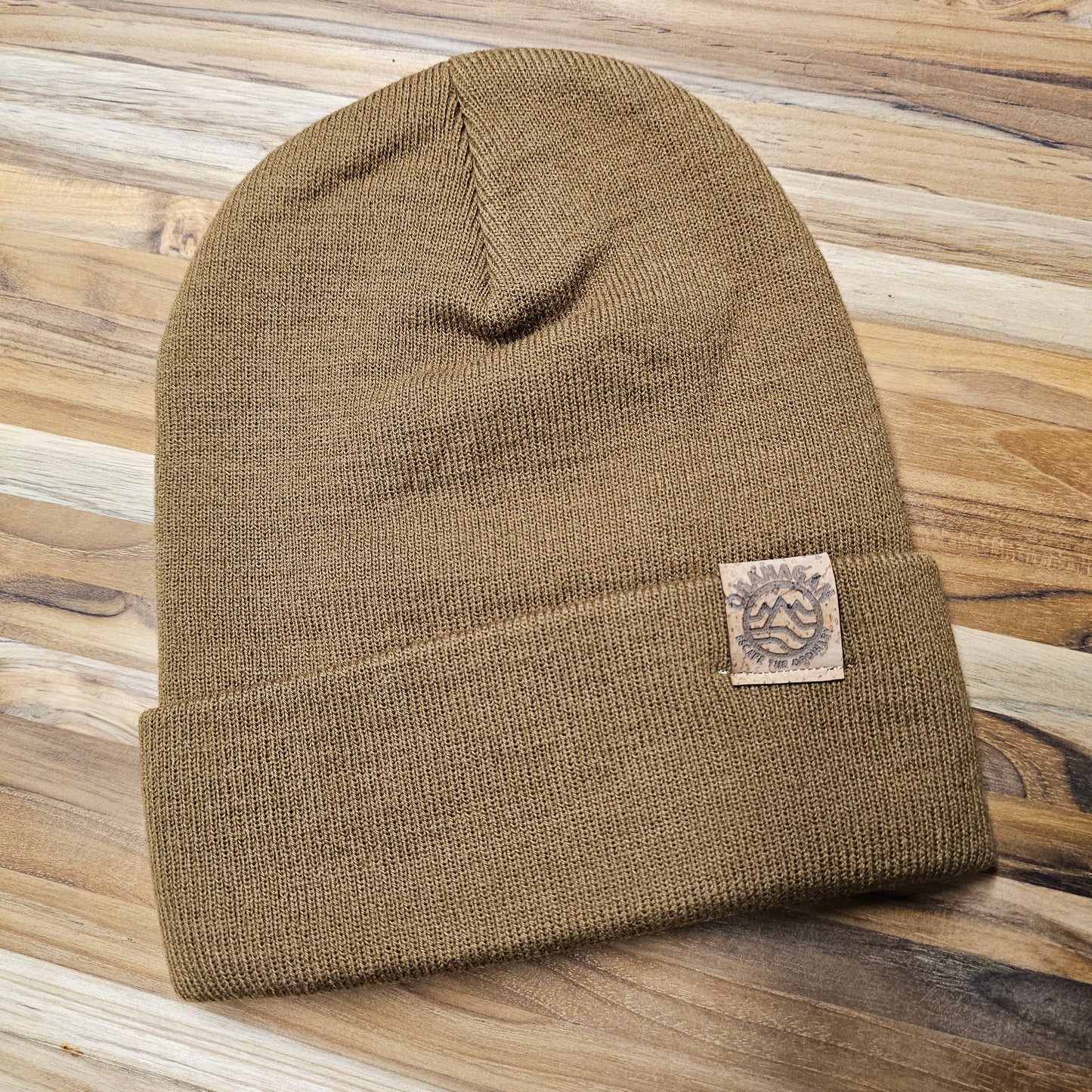 Okanagan Wave Fold Over Cork Patch Toque - Camel