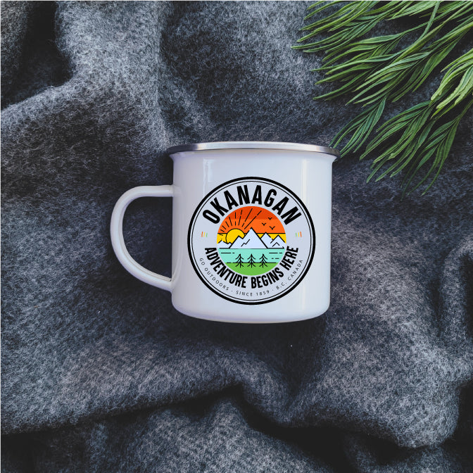 Camping Mug - Enamel Mug - Tin Mug Okanagan - Adventure 